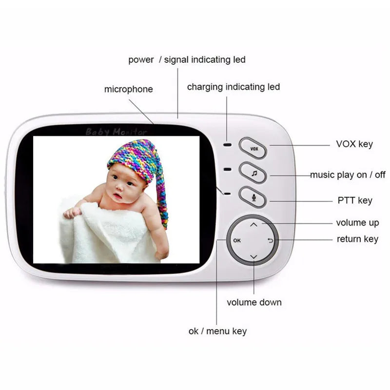 VB603 2.4G Wireless Video Baby Monitor with 3.2 Inches LCD 2 Way Audio Talk Night Vision Surveillance Security Camera Babysitter